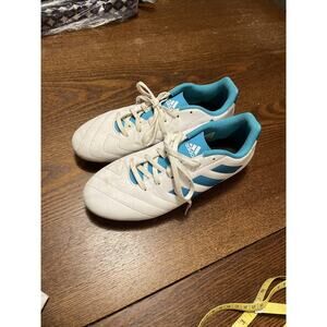 Adidas Golletto VII White & Blue FG Soccer Cleats Women Size 8.5